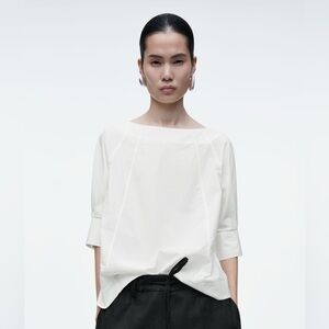 SOLD: COS White Boat-Neck Blouse